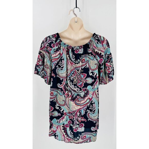 Umgee Dress Paisley Off Shoulder Tunic Bell Sleeve Medium New with Tags - Picture 9 of 12